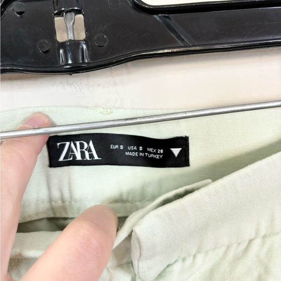 Zara mint green linen blend high rise trouser shorts size SM blogger favorite - Picture 2 of 4